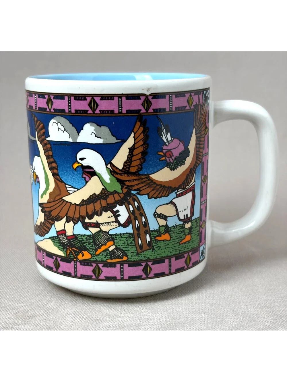 Vintage Rod Velarde Jicarilla Apache Eagle Dancer Grand Canyon Coffee Mug Cup